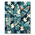 Coastal Puzzle Oceanic Wave Surfboard Art Rug