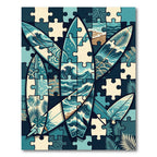 Coastal Puzzle Oceanic Wave Surfboard Art Rug