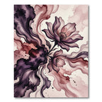 Elegant Plum Watercolor Floral Art Rug