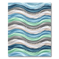 Fluid Feather Waves in Teal and Gray Rug