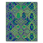 Ornate Blue and Green Geometric Trellis Rug