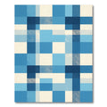 Aqua Blue Gingham Square Grid Rug