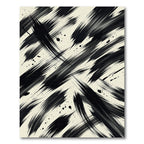 Dynamic Monochrome Abstract Brush Stroke Art Rug