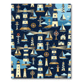 Nautical Lighthouse Sailboat Compass Collection Rug