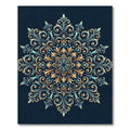 Ornate Golden Teal Filigree Medallion Rug