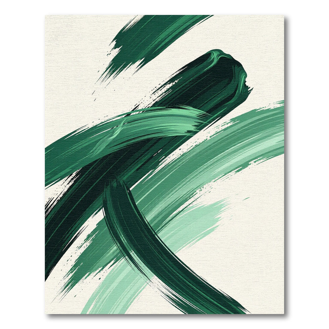 Modern Emerald Green Abstract Brushstroke Rug