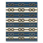 Navy Nautical Rope Infinity Knot Stripe Rug