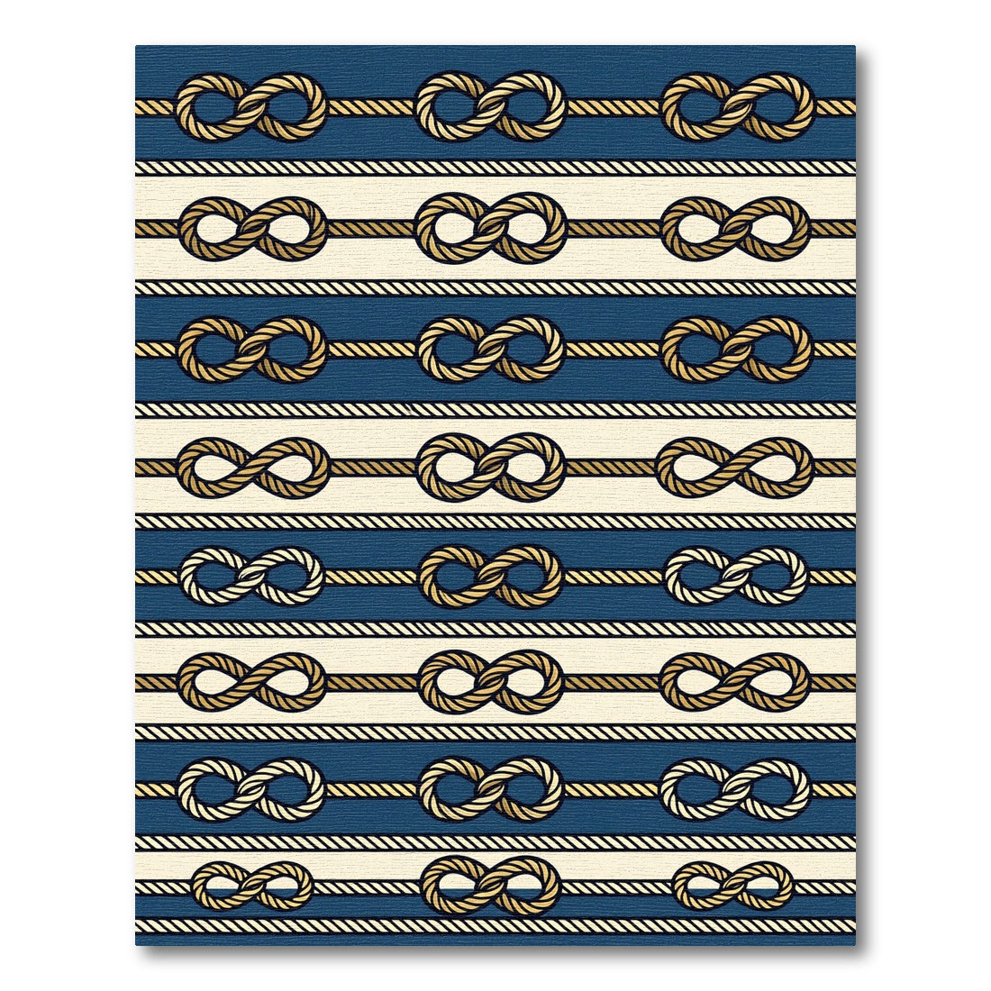 Navy Nautical Rope Infinity Knot Stripe Rug