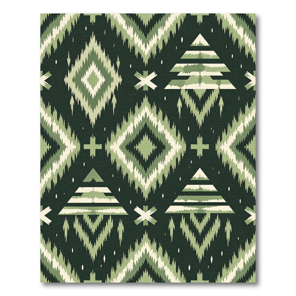 Green Boho Diamond Tree Geometric Rug