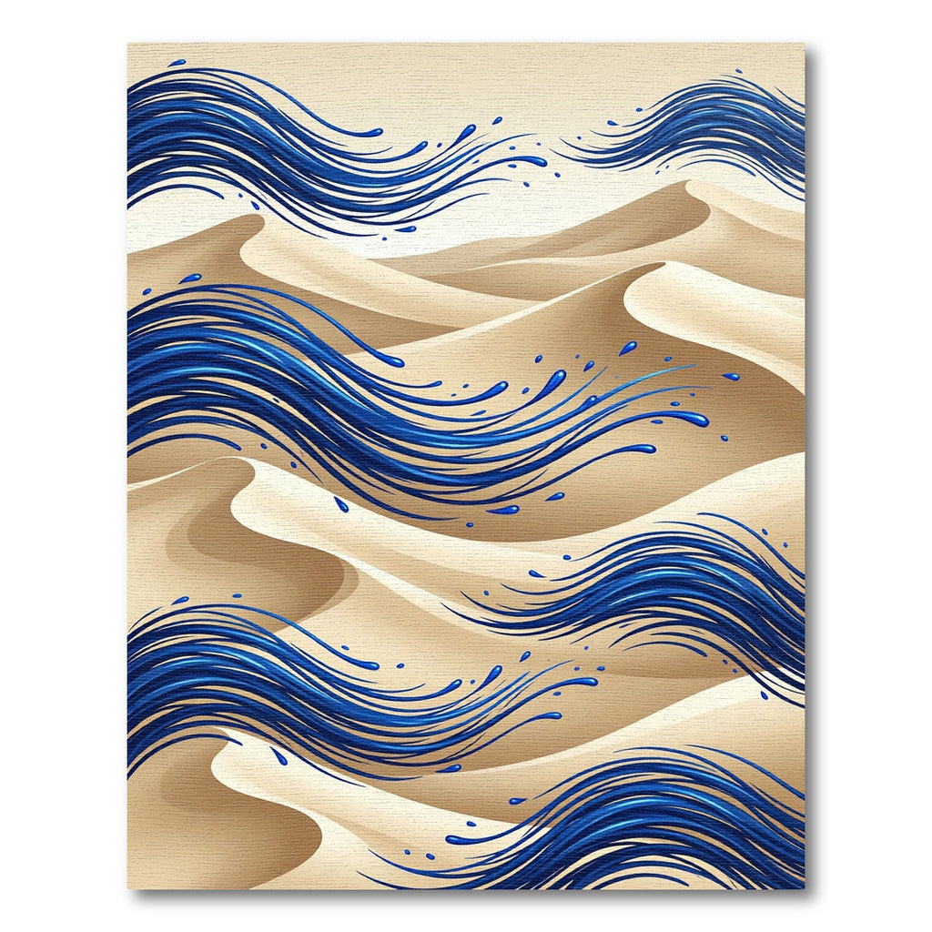 Fluid Blue Wave Desert Landscape Rug