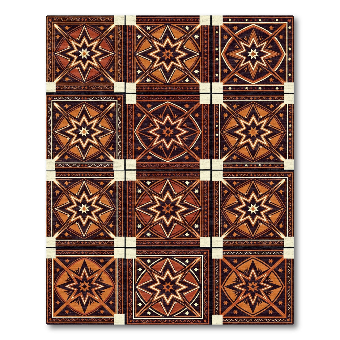Warm Orange Starburst Geometric Arrangement Rug