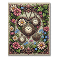 Vintage Floral Pocket Watch Heart Tapestry Rug