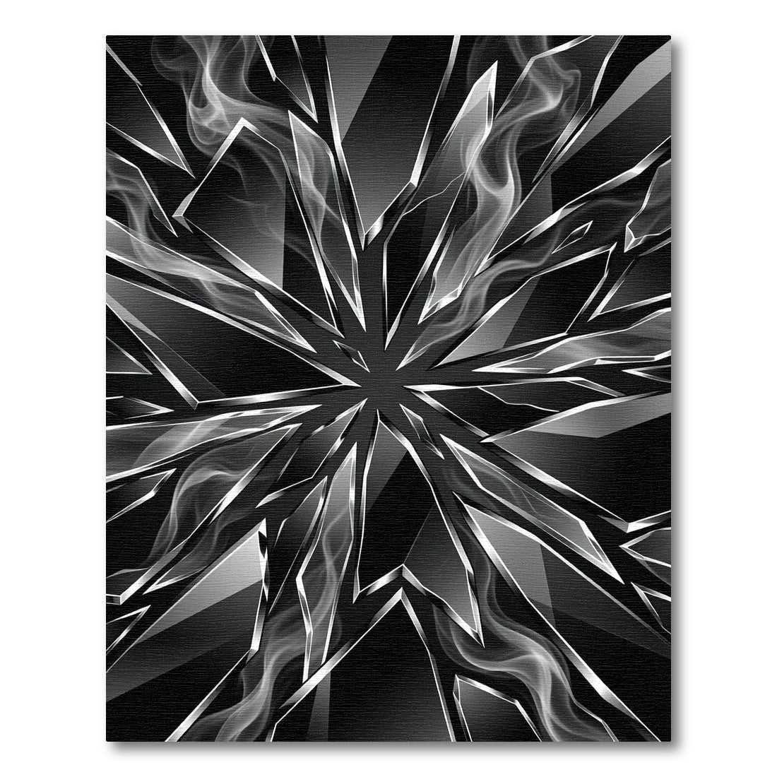 Sharp Black Smoke Broken Glass Rug