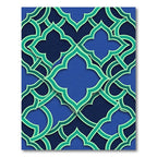 Geometric Teal Blue Quatrefoil Lattice Rug