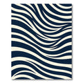Midnight Blue Flowing Ivory Waves Rug