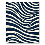 Midnight Blue Flowing Ivory Waves Rug