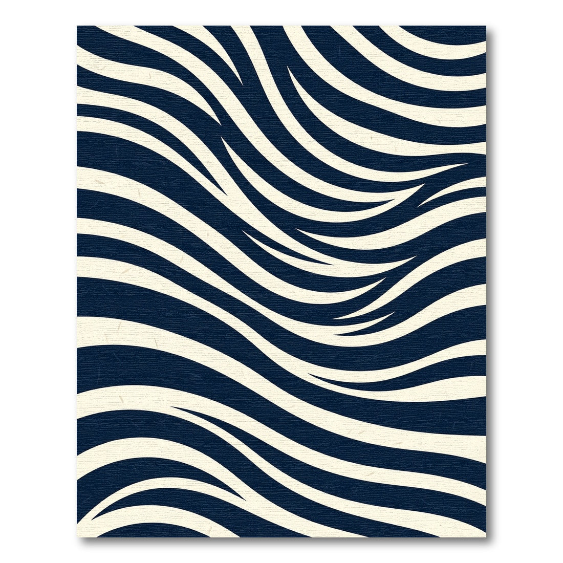 Midnight Blue Flowing Ivory Waves Rug