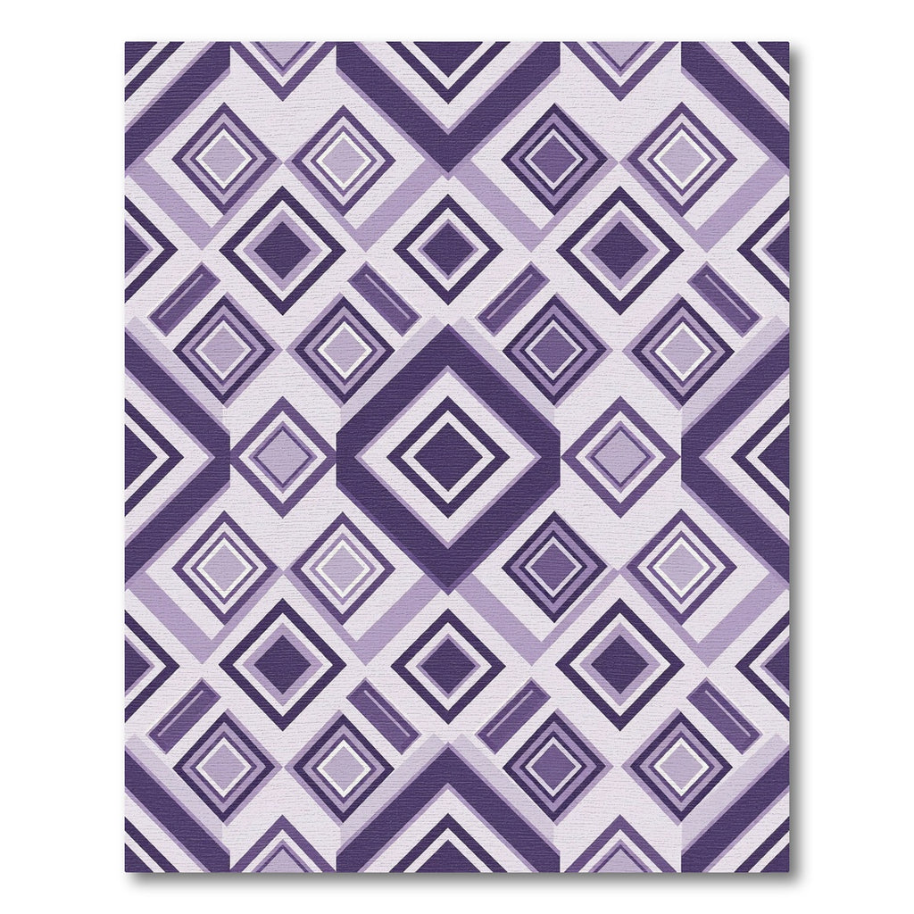 Purple Geometric Layered Diamond Grid Rug