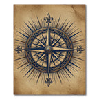 Vintage Golden Nautical Compass Rose Rug