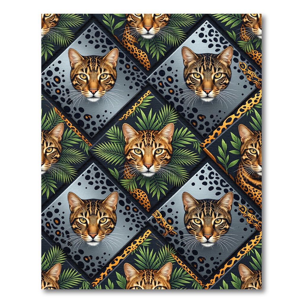 Leopard Jungle Diamond Geometric Tile Rug