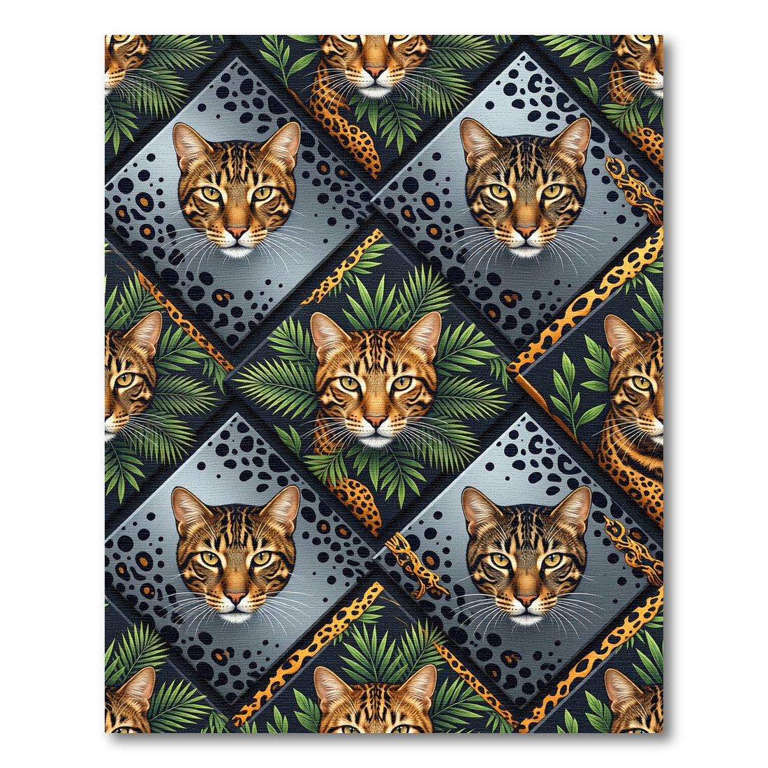 Leopard Jungle Diamond Geometric Tile Rug