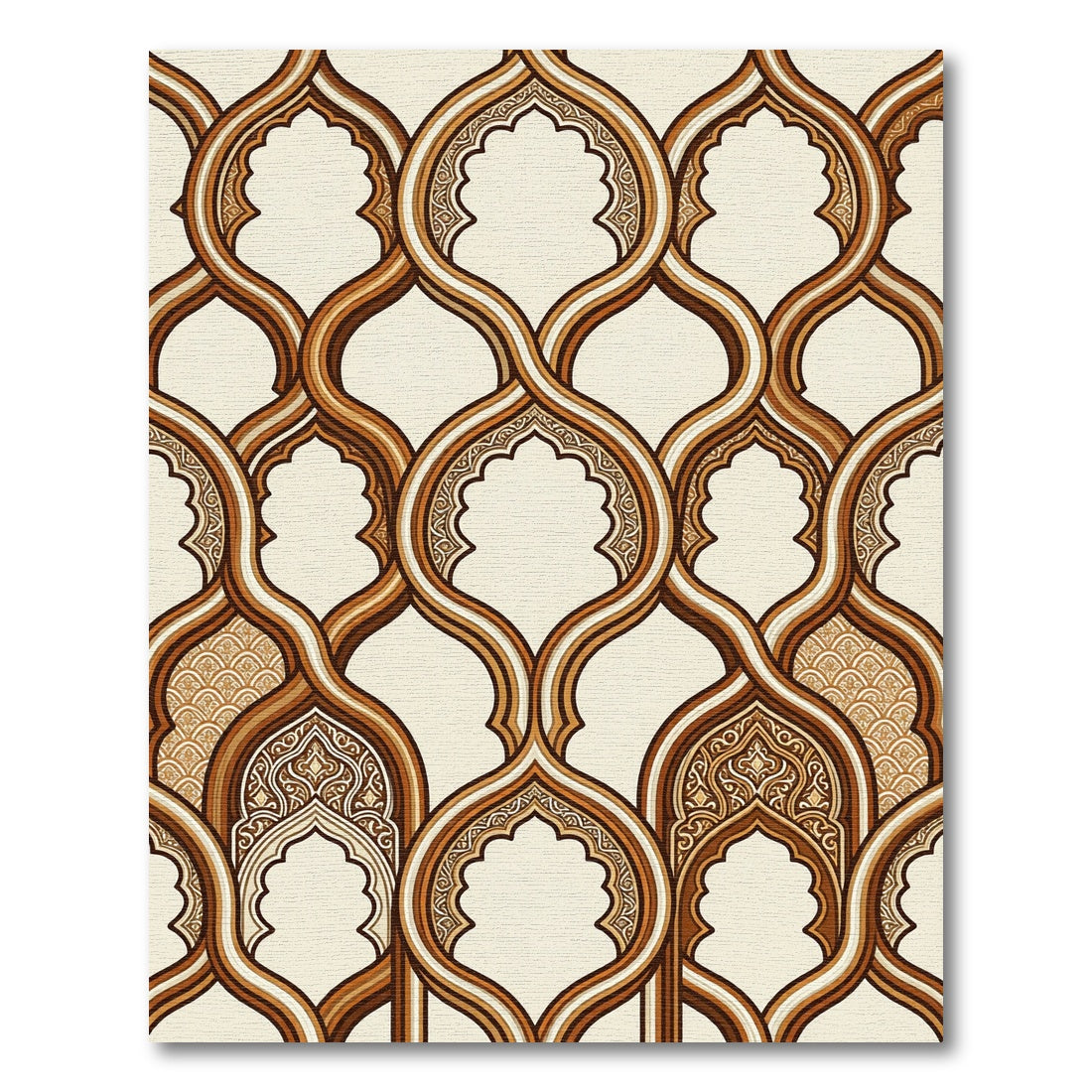 Elegant Golden Interlocking Archway Geometric Rug