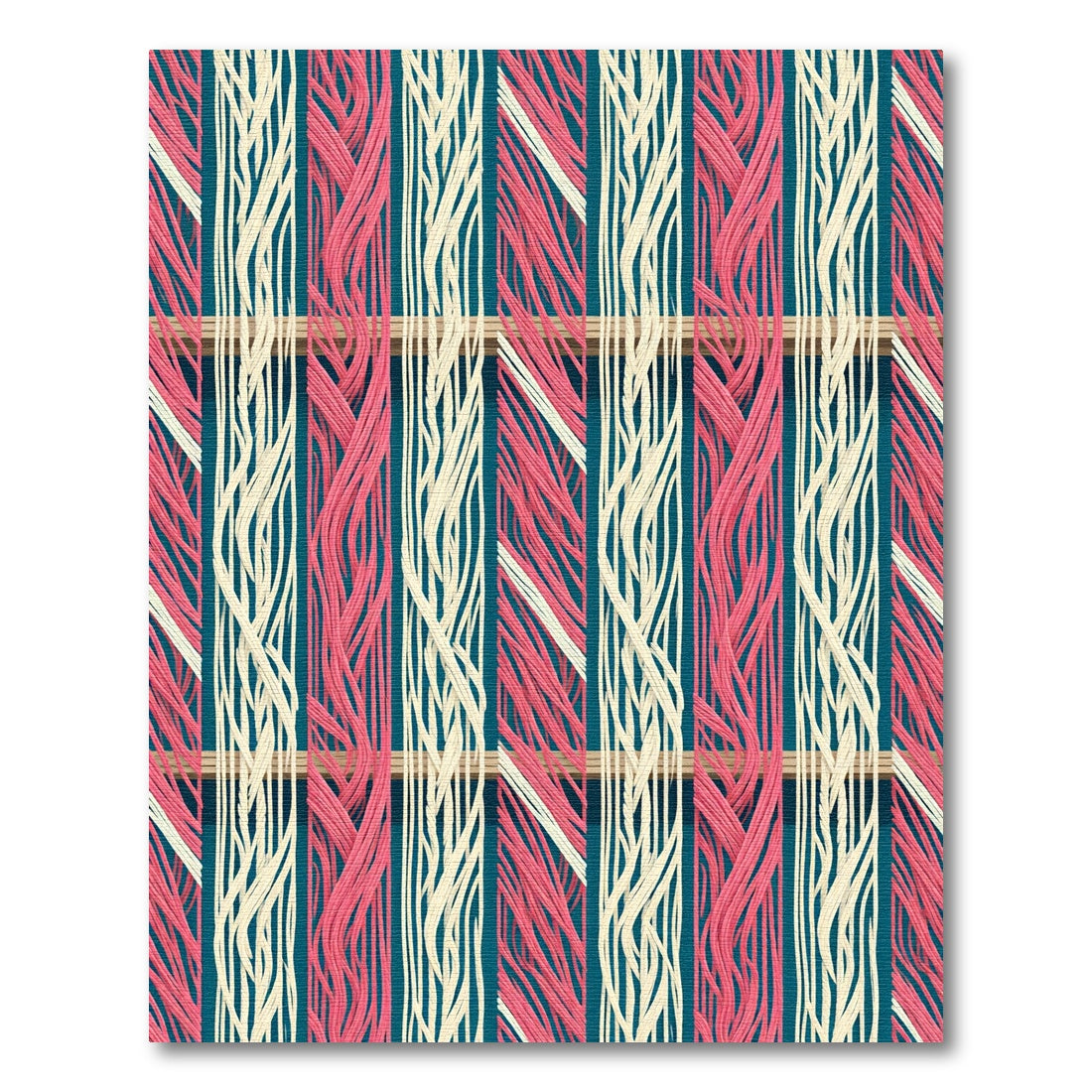Crimson Cream Vertical Rope Weave Rug