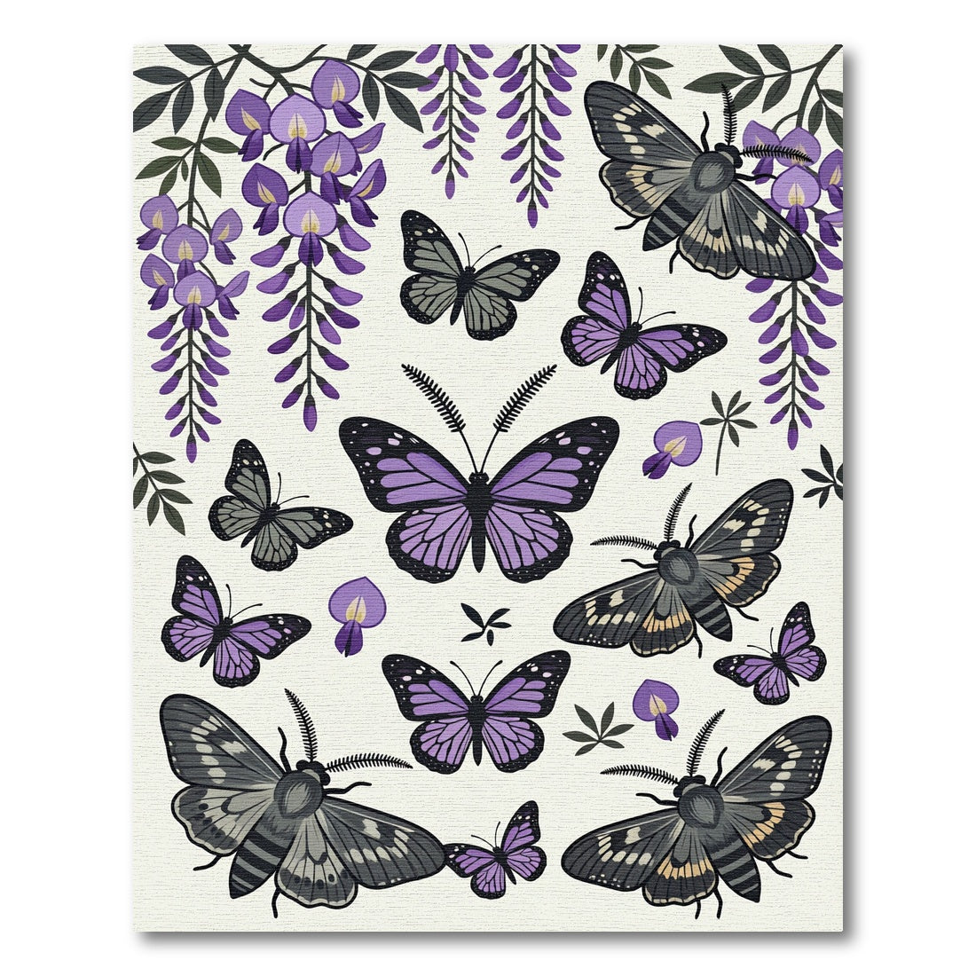 Elegant Purple Wisteria and Butterfly Garden Rug