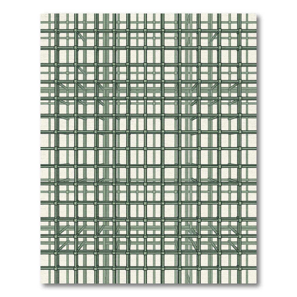 Green Geometric Cubic Structure Rug