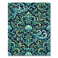 Deep Teal Ocean Scrollwork Laminate Rug