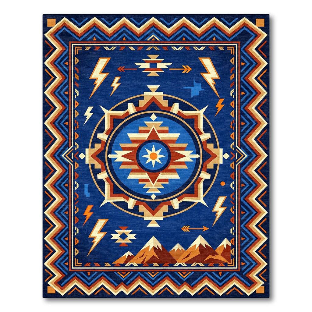 Geometric Sun Mountain Lightning Tribal Rug