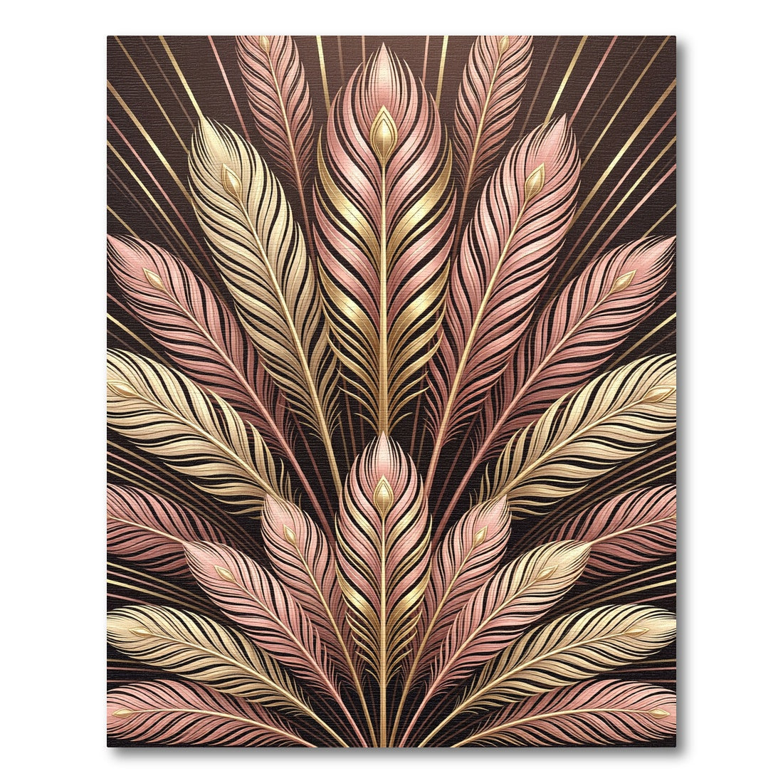 Rose Gold Cream Feather Burst Rug