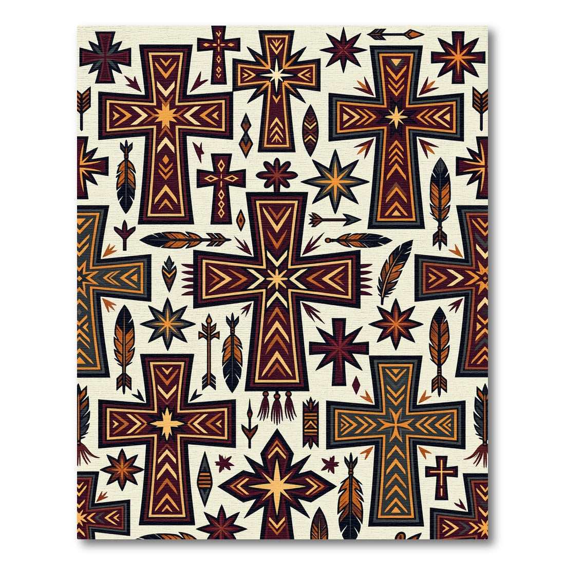 Southwestern Earth Tone Geometric Cross Rug