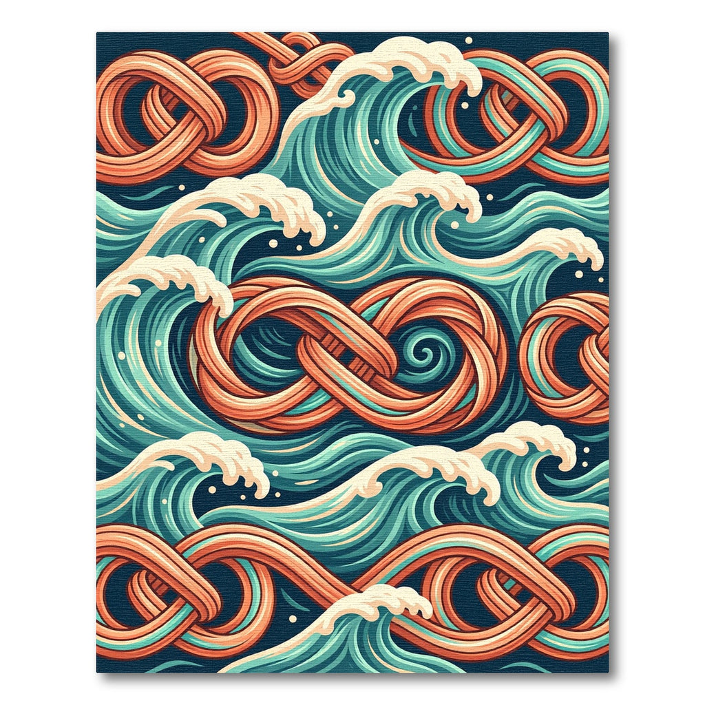 Oceanic Infinity Blue Orange Waves Rug