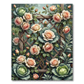 Romantic Peach Rose Cabbage Trellis Rug