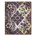Elegant Purple Floral Damask Medallion Rug