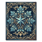 Ornamental Teal Star Filigree Emblem Rug