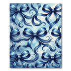 Elegant Navy Blue Silk Ribbon Bows Rug