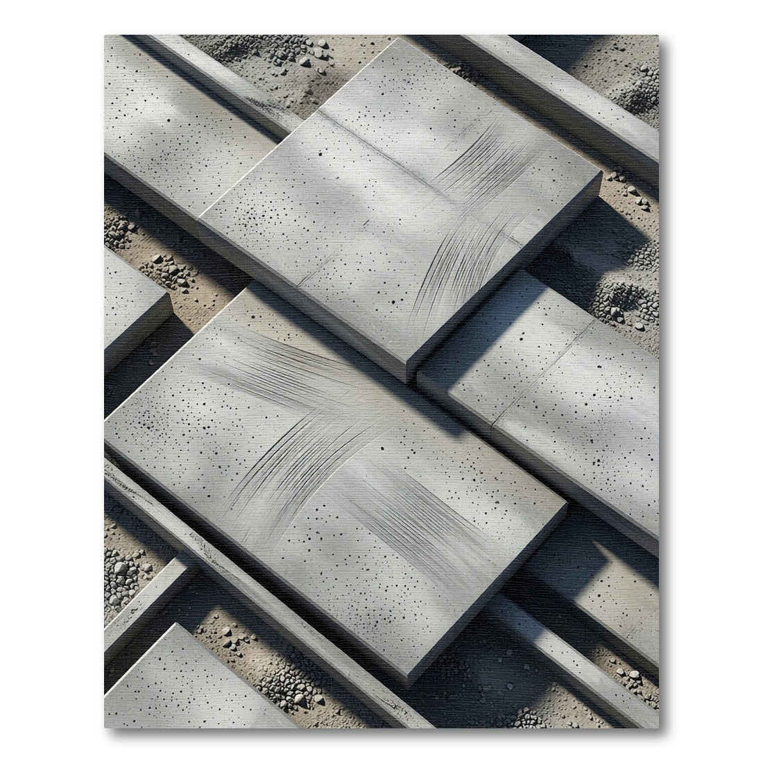 Concrete Surface Scratch Mark Rug
