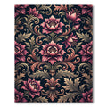Elegant Pink Floral Damask Scroll Rug