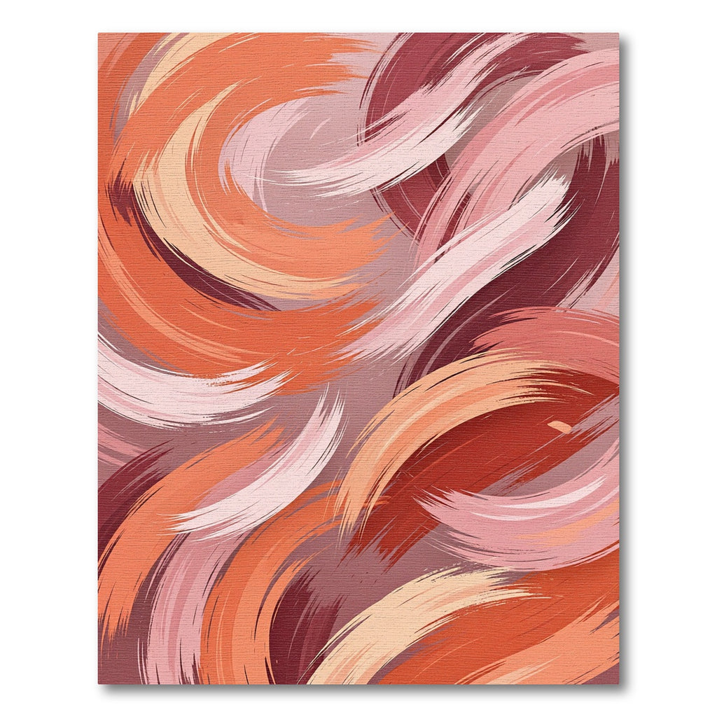 Abstract Terracotta Pink Swirl Brushstroke Rug