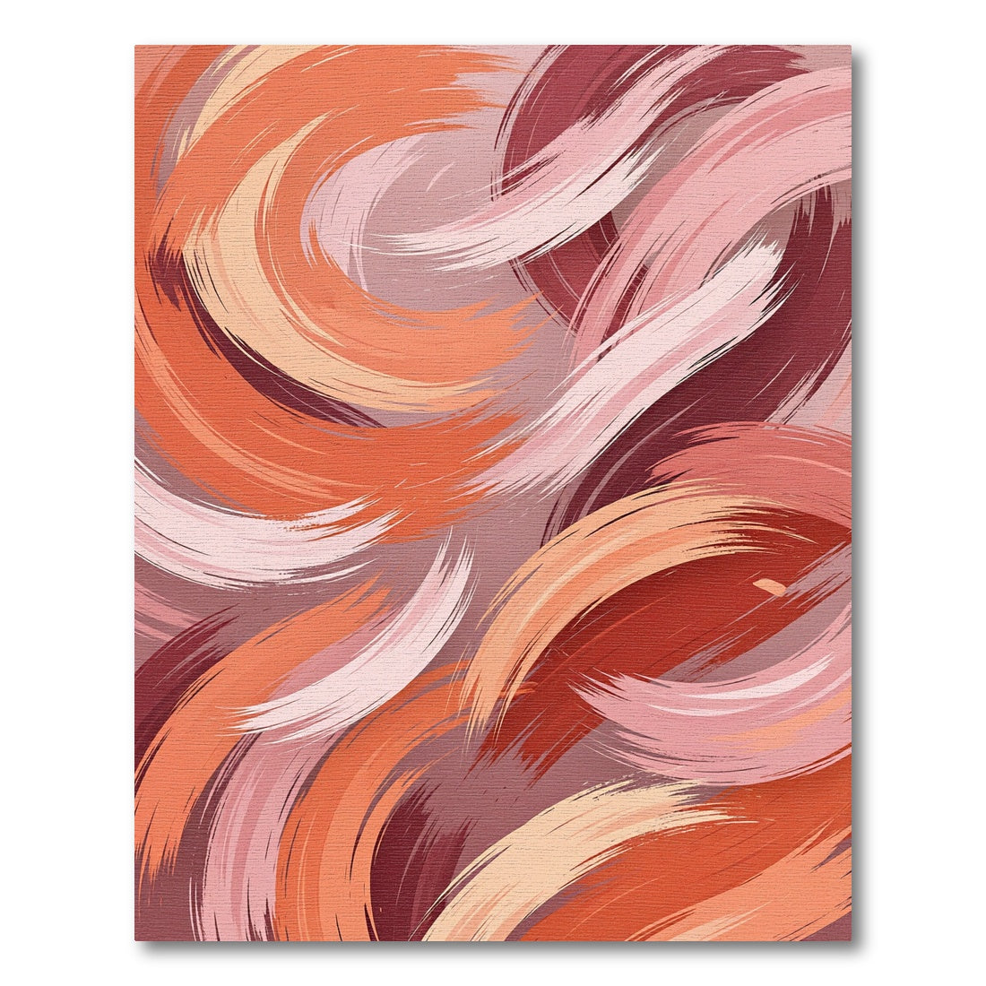 Abstract Terracotta Pink Swirl Brushstroke Rug