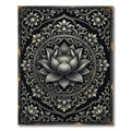 Elegant Silver Lotus Mandala Monochromatic Rug