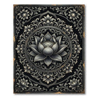 Elegant Silver Lotus Mandala Monochromatic Rug