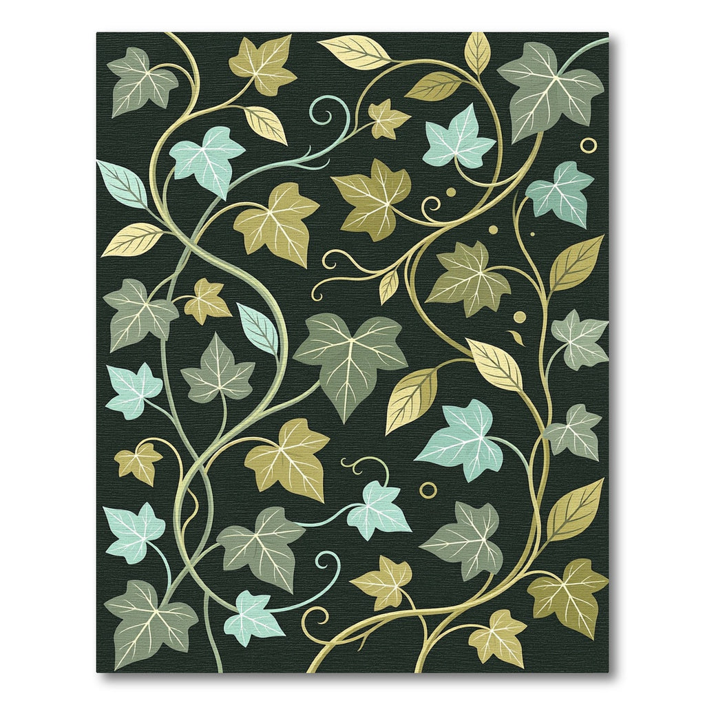 Botanical Ivy Leaves Dark Earthy Tones Rug