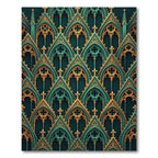 Gothic Arch Emerald and Gold Trellis Rug