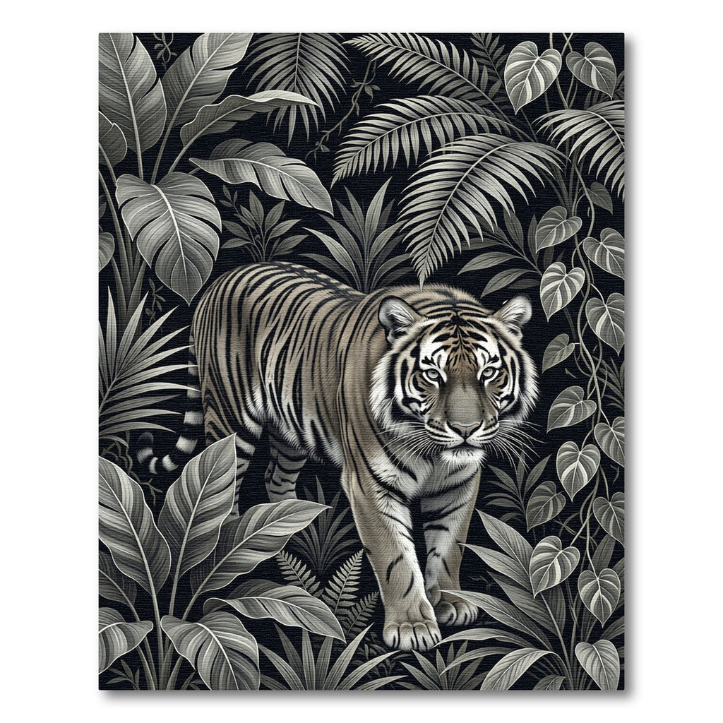 Monochromatic Tiger Jungle Canopy Rug