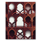 Intricate Crimson Moorish Arch Lattice Rug