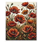Bold Orange Poppy Field Composition Rug