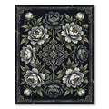 Monochromatic Peony Floral Damask Onyx Rug